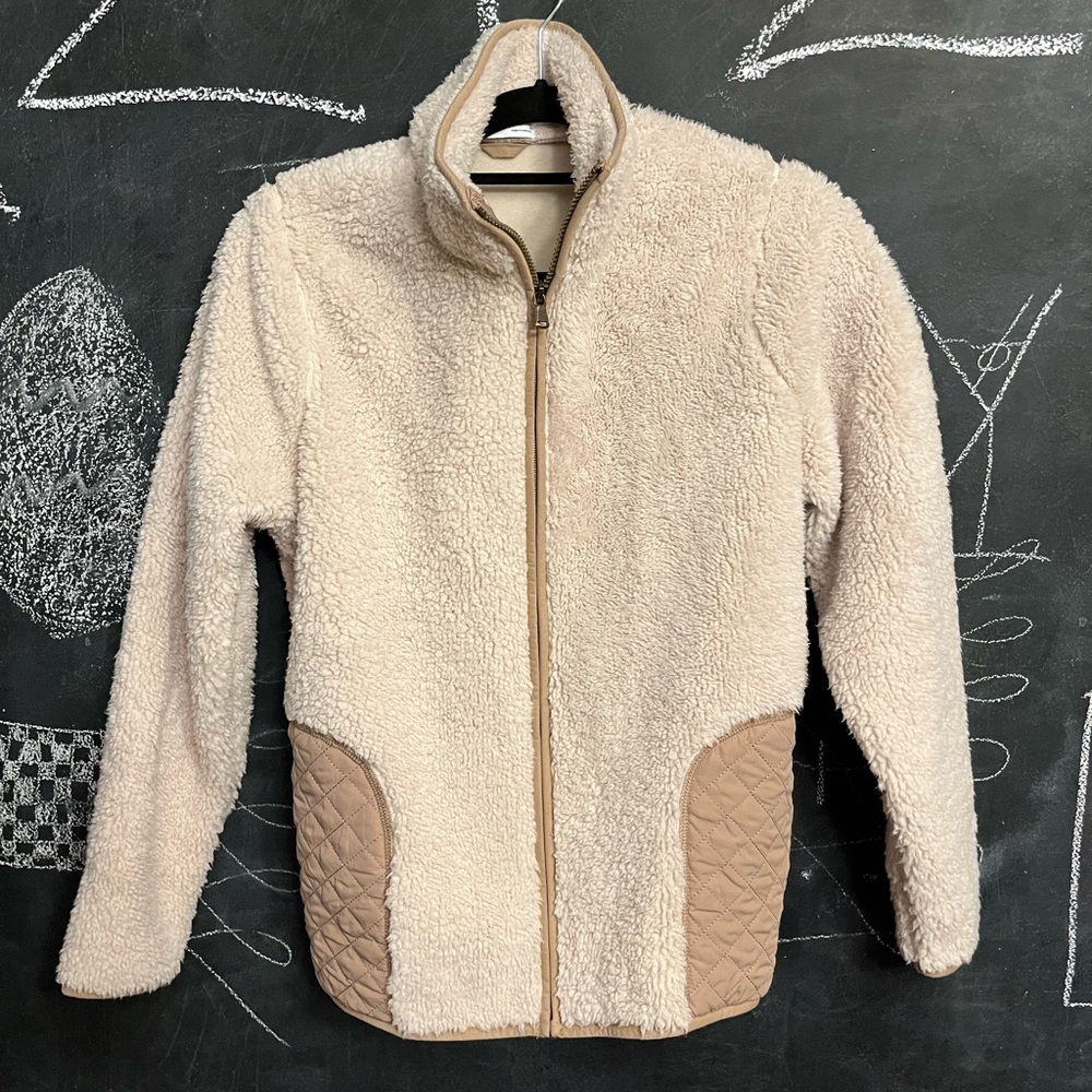 Fuzzy cream colored jacket